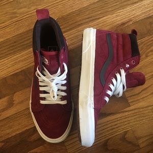 Vans sk8 hi mtn sneakers, burgundy, size 10, wore once